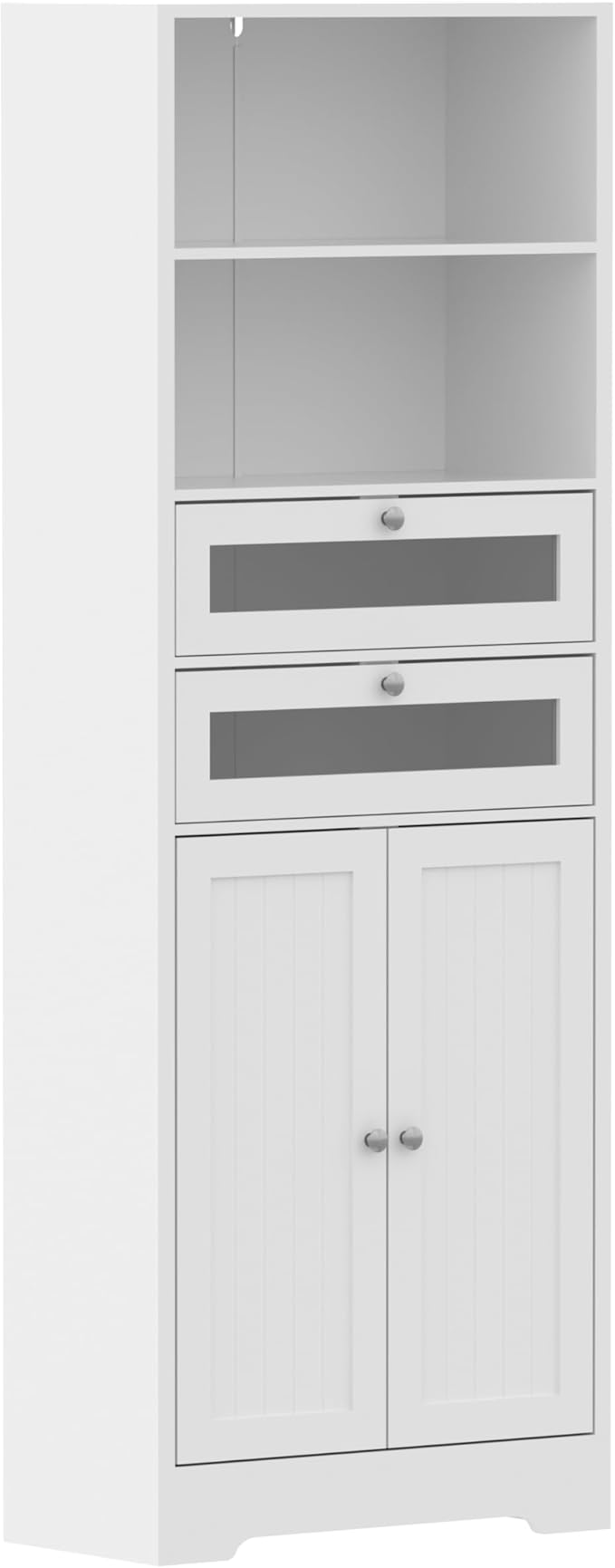 MU 67" Tall Bathroom Storage Cabinets, Modern Linen Cabinet with Doors & Shelves & Drawer, Tall Freestanding Storage Cabinet for Bathroom, Living Room, Kitchen, Pantry, White