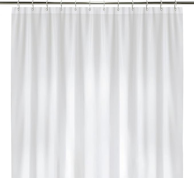 LiBa Waterproof Plastic Shower Curtain - Bathroom Shower Curtain Premium PEVA Non-Toxic with Rust Proof Grommets White 8G Heavy Duty Bathroom Accessories 72x72 - White