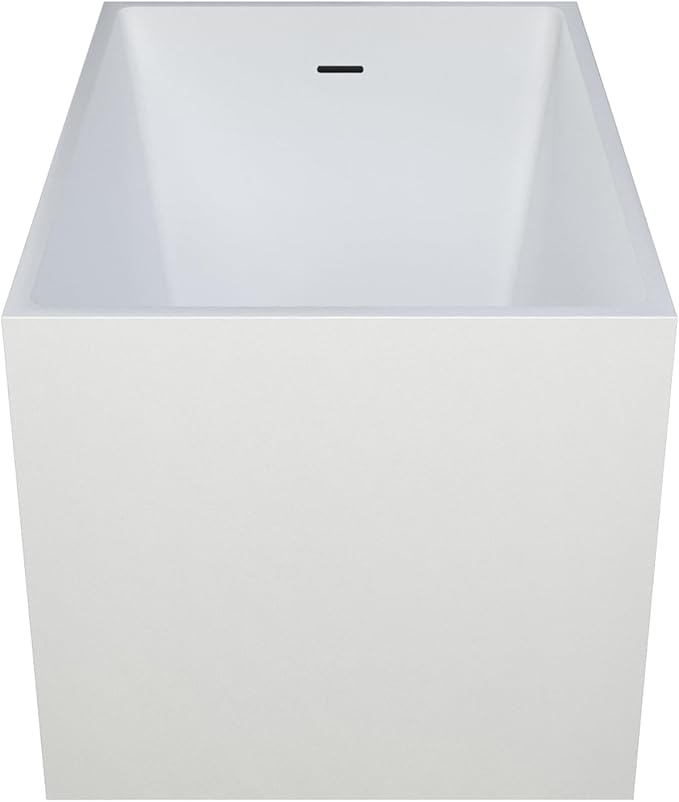 39" Acrylic Freestanding Bathtubs, Stand Alone Tub, Japanese Soaking Tub for Bathroom, Integrated Overflow and Drain, cUPC Certified, Gloss White