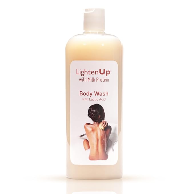 Lighten-Up LightenUp Lactic Acid Body Wash - 33.8 Fl oz / 1000 ml - Exfoliating Shower Gel, with Shea Butter and Coconut Oil, For All Skin Types