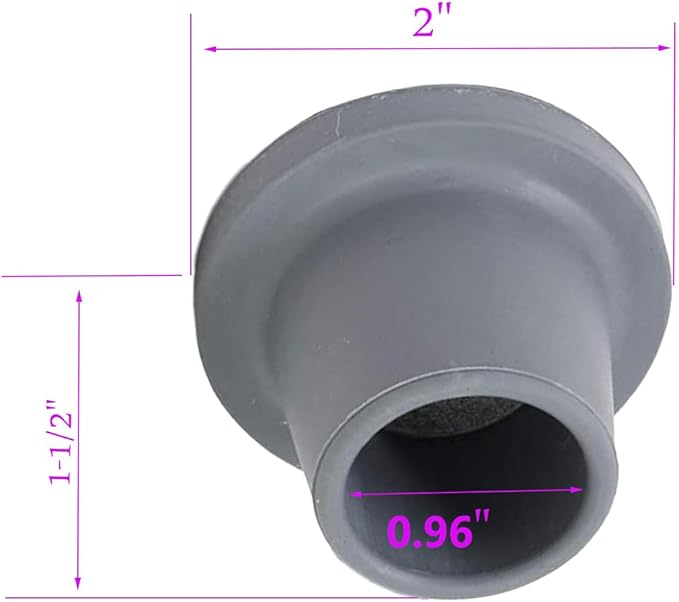 Replacement Feet for Shower Chair Bath Seat, shower stools and transfer bench, non-skid Shower Bench and Tub Transfer Benches Rubber Suction Cup Feet, Metal Insert Reinforced(Pack of 4) (1" I.D, Grey)