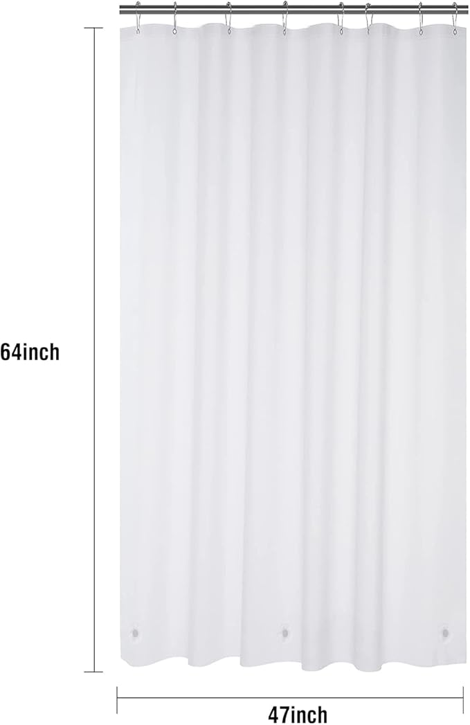 PEVA Plastic White Shower Liner 47 x 64 inch RV Shower Curtain for Travel Trailer-Camper Shower CurtainWashable