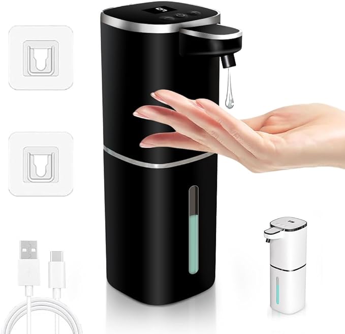 Automatic Liquid Soap Dispenser, 9 Adjustable Levels, 380ml/12.8oz, Auto Touchless Hand Soap or Dish Soap Dispenser,USB Rechargeable Dispenser,Wall Mount or Tabletop Use for Bathroom Kitchen Sink