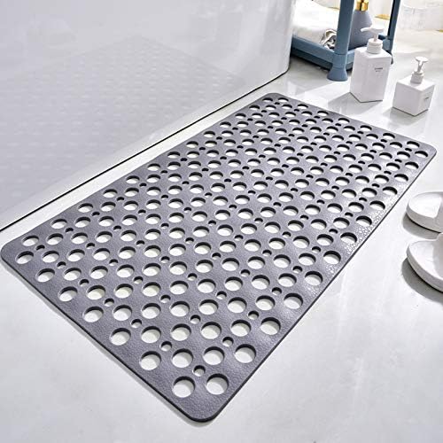 Casa and Beyond Shower Mat,Non Slip Bath Mat and Shower Mat with Suction Cups and Drain Holes,Bathroom Mat Easy to Clean Soft Machine Washable,Bathtub Mat Easy Dry&Cut (Gray,47" x 32"(Rectangular))