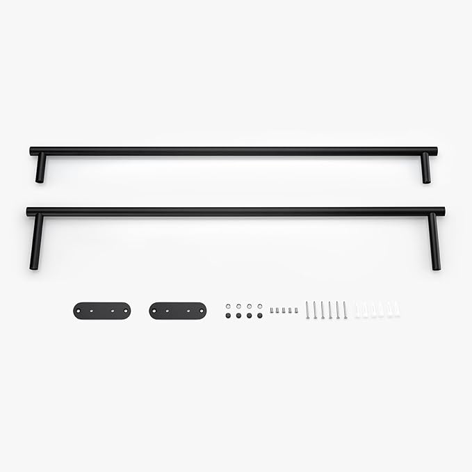 BAGNOLUX Double Towel Bar, SUS304 Towel Racks for Bathroom Wall Mounted 2-Tiers Ladder Towel Rails, Space Saving Bathroom Towel Holder Shelves Rack, Long Towel Hanger (32“-Round-Matte Black)