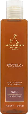 Aromatherapy Associates Rose Shower Oil. Soothing Blend of Rose, Geranium and Palmarosa Essential Oils to Cleanse, Nourish and Moisturize (8.45 fl oz)