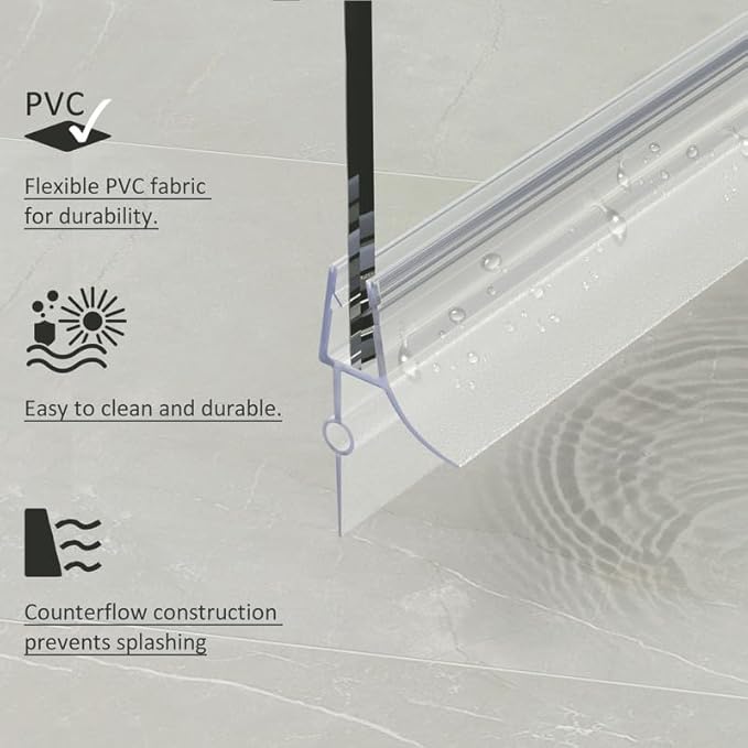 Frameless Shower Door Bottom Seal, 4 Pcs Shower Door Seal Strip for 5/16" Glass Shower Door Sweep, Stop Shower Leaks and Create a Water Barrier 31.5" Long Sweep