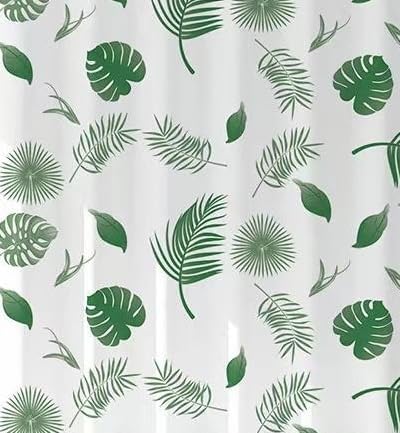 Green Leaves Clawfoot Tub Shower Curtain Liner 180Wx60H Botanical Shower Liner PEVA Soft Wrap Around Waterproof Shower Curtain Liner with Wide 36 Metal Hooks, Magnets