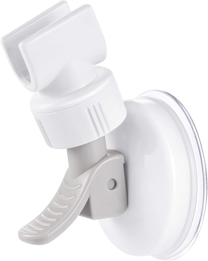 Zhehao Adjustable Shower Head Holder, Removable Suction Cup Shower Head Holder, No Drill Wall Mounted Suction Bracket with Chrome Polished for Marble Glass Metal Ceramic(2,Grey Wrench)