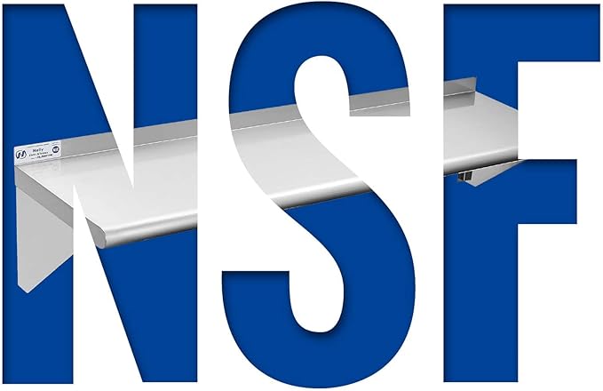 Hally Stainless Steel Shelf 12 x 48 Inches 280 lb, NSF Commercial Wall Mount Floating Shelving for Restaurant, Kitchen, Home and Hotel