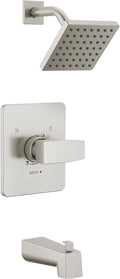 Delta Faucet Modern Brushed Nickel Tub and Shower Trim Kit, Shower Faucet with Single-Spray Touch-Clean Shower Head, Stainless T14467-SS-PP (Valve Not Included)
