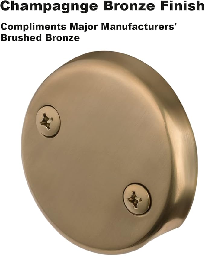 Champagne Bronze Lift & Turn Tub Trim Set with Two-Hole Overflow Faceplate and No Putty Gasket, Bathtub Conversion Kit Assembly with Universal Fine/Coarse Thread, No Putty Installation by Artiwell