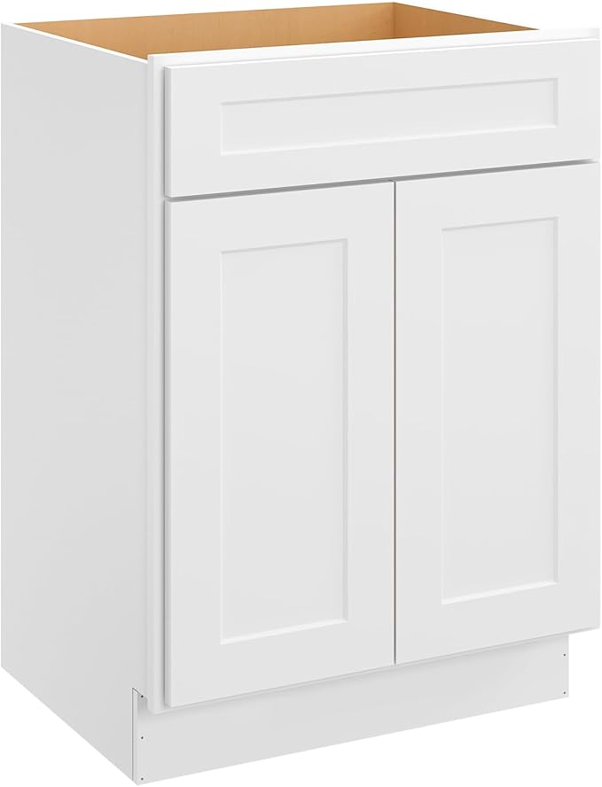 ROOMTEC Bathroom Cabinet, 27'' Free Standing Single Bathroom Vanity with 1 False Drawer and 2 Doors,Morden Bathroom Sink Vanity Storage Cabinet, Shaker White
