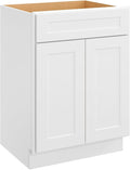 ROOMTEC Bathroom Cabinet, 27'' Free Standing Single Bathroom Vanity with 1 False Drawer and 2 Doors,Morden Bathroom Sink Vanity Storage Cabinet, Shaker White