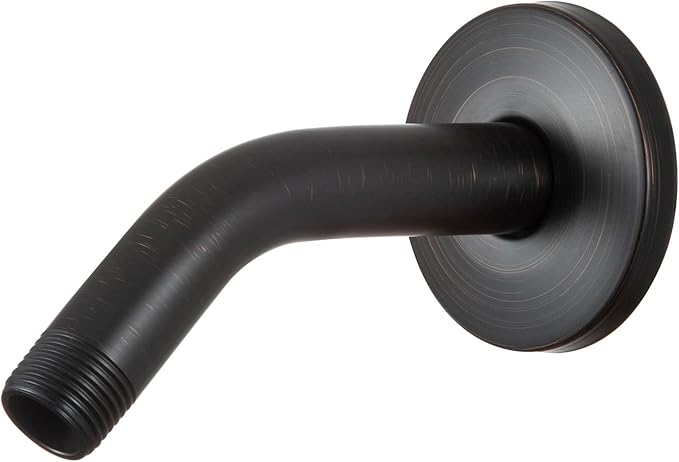 OFFO Shower Arm with Flange, 6 in Oil Rubbed Bronze Wall Mount Replacement Angle Shower Head Arm Wall-Mounted For Fixed Shower Head & Handheld Showerhead