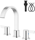 Aolemi Bathroom Faucets 3 Hole,8 Inch Widespread Waterfall Bathroom Sink Faucet,2 Handles Vanity Faucet with Pop-up Drain and Supply Hose,Polish Chrome