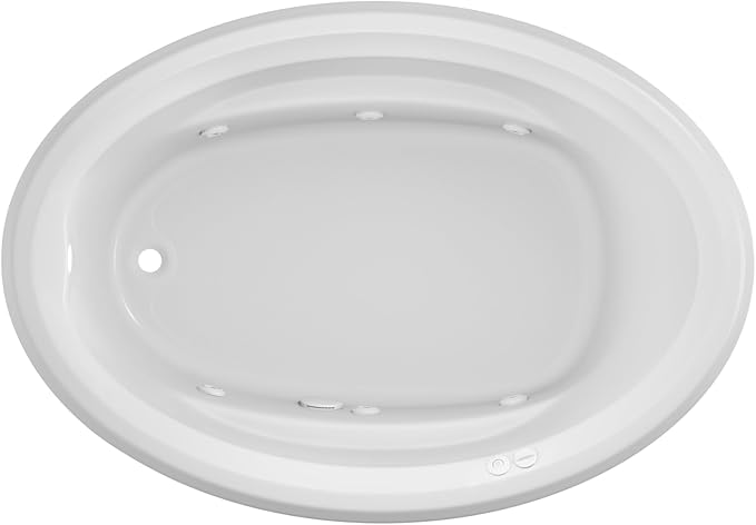 Jacuzzi SIGNATURE Acrylic Drop-In Bathtub, Heated Jet Massage Tub, Slip Resistant, Left Drain Placement, 59" (L) x 41" (W), Oval, White