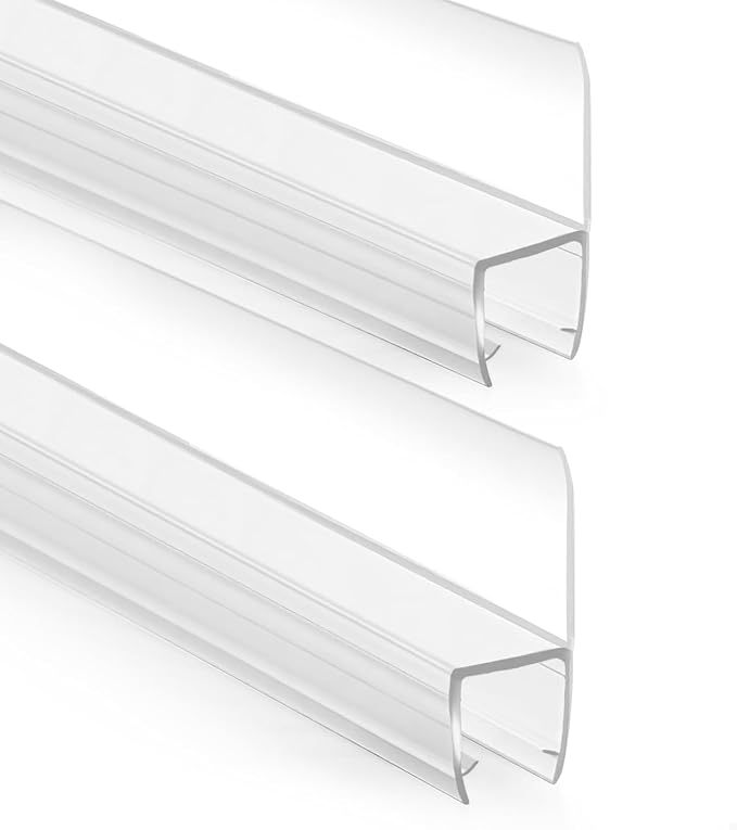 Bathroom Shower Door Seal Strip, 2PCS 78 Inch Shower Door Side Seal Strips, PVC Transparent Shower Door Seal Strip for 1/4"(6MM) Frameless Shower Door
