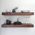 Urbandi Modern Floating Shelves 3 Inches Thick for Wall, Wide Shelves for Kitchen, Living Room, Bedroom, and Bathroom, Natural Pine Wood, Rustic Wooden Shelf, (Set of 2) (Provincial, 60Lx3Hx8D)