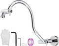 Hibbent All Metal Upgraded 18'' Shower Head Extension Arm with Flange, Solid Brass Flexible Height & Angle Adjustable Shower Arm Extender with Lock Joint, Universal Connection, Chrome