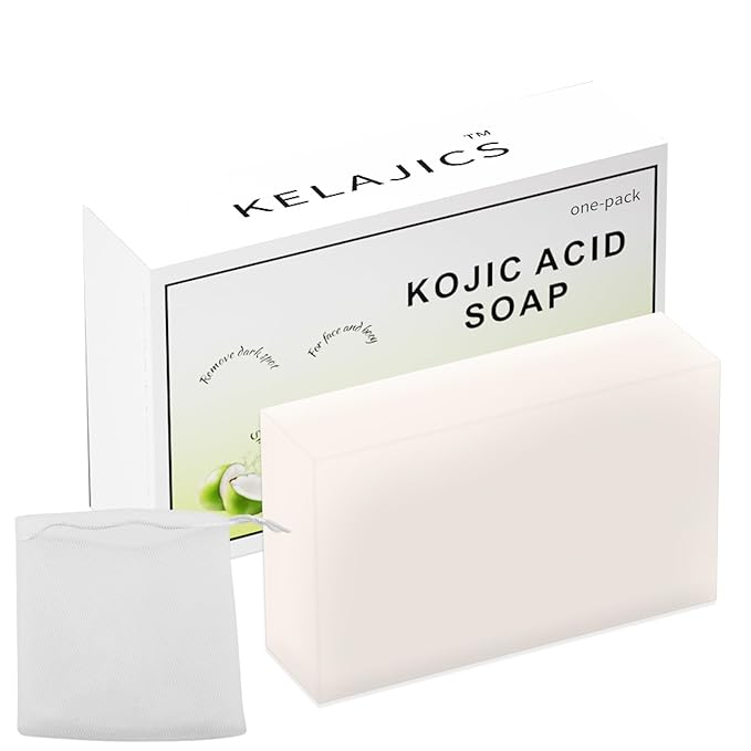 Kojic Acid Soap Bars with Retinol, Collagen, Vitamin C, Fresh Coconut Scent for Face and Body, Moisturizes, Smooth and Evenly Radiant (1 Pack)
