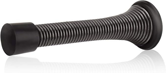 HOMOTEK 40 Pack Oil Rubbed Bronze Spring Door Stops,3-1/8” Heavy Duty Door Stop - Flexible Spring Door Stopper with Low Mounted Black Rubber Bumper Tips