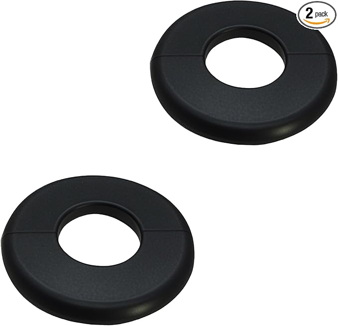 Wall Split Flange 2 Pieces, Pipe Cover Decoration Fit 1.3 inch Outer Diameter Pipe, ABS Round Self-Adhesive Escutcheon Plate, Buckles Design Split Plumbing Cover Plates, Black (33mm)