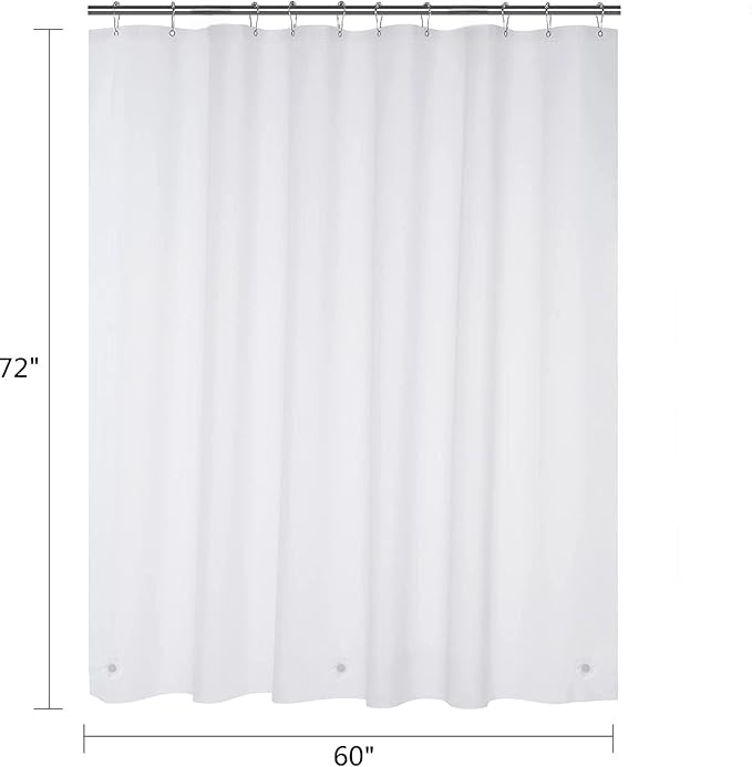 White Stall Shower Curtain Liner 60 x 72 inch Plastic Shower Liner Washable Inside Small Shower Curtain Liner PEVA Shower Curtains for Bathroom with Magnets and Rustproof Metal Grommet Holes
