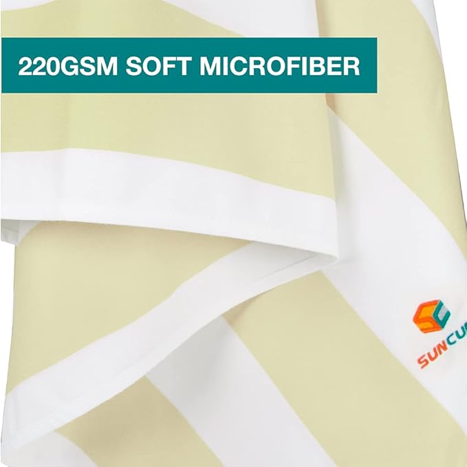 SUN CUBE Microfiber Beach Towel, Quick Dry Sand Free Beach Towel, Lightweight, Compact for Travel Swim Sports Camping, Packable Sand Resistant Towel Adult - Beige Cream 78x35 Inches