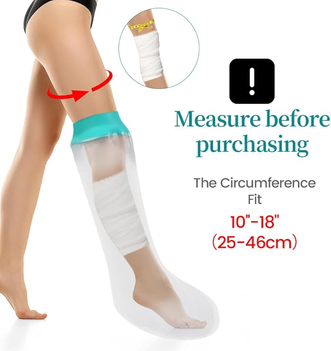 Cast Covers for Shower Leg, Waterproof Cast Cover for Showering/Swimming, Cast Protector for Shower Leg Adult, Water Proof Shower Boots for Foot after Surgery, Knee, Ankle, Boot (Diameter-7.9")