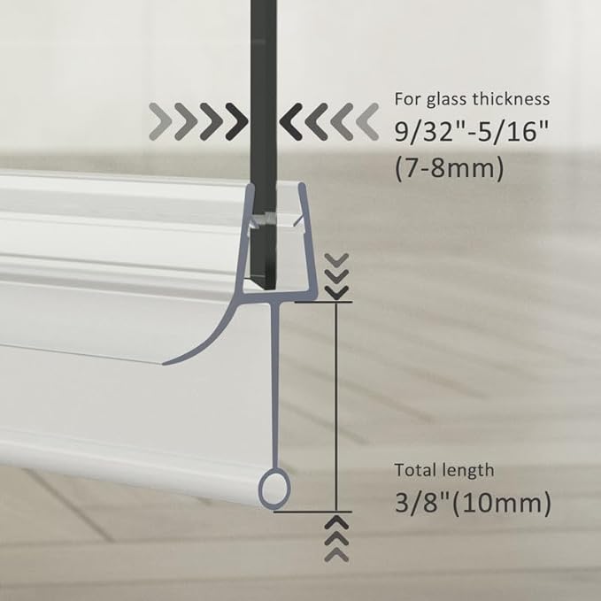 Frameless Shower Door Bottom Seal, 2 Pcs Shower Door Sweep, Shower Door Seal Strip for 5/16" Glass, Stop Shower Leaks and Create a Water Barrier 31.5" Long Sweep
