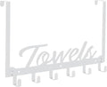 Over The Door Hooks - Wall Mount Towel Hanger with 6 Hooks for Bedroom Bathroom Kitchen Towels, Bag, Coats, Hats - White