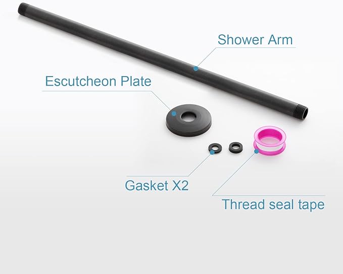 OFFO Shower Arm with Flange, 24 in Oil Rubbed Bronze Ceiling Mount Replacement Rain Shower Head Straight Arm Ceiling-Mounted For Fixed Shower Head & High Pressure Rain