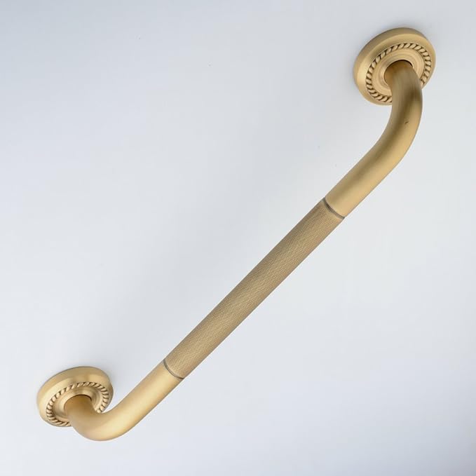 Shower Grab Bar, 17.7 inch Grab Bars for Bathtubs Showers Bathroom, Anti Slip Brass Shower Grabs for Seniors