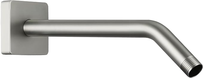 G-Promise All Metal 10-Inch Shower Arm with Flange, Wall-Mounted Stainless Steel Shower Pipe Replacement for Fixed and Handheld Shower Heads, Brushed Nickel