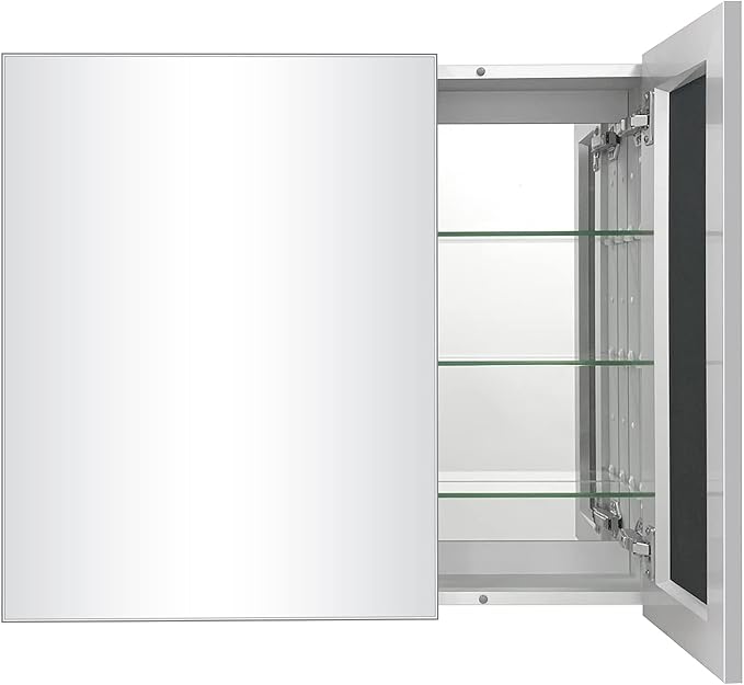 Aluminum Bathroom Medicine Cabinet with Mirror Door, 30"×26" Wall-mountable and Recessed-in Mirror Cabine, Bathroom Mirror Cabinet, 2 Doors Medicine Cabinet Organizer