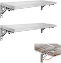 Stainless Steel Folding Concession Shelf 12" x 72" (2 Pack 12" x 36"), Drop Down Folding Serving Food Shelves, Heavy Duty Wall Mount Shelving Rack for Concession Windows, Food Truck