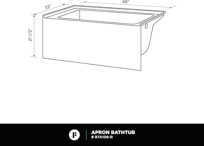 Fine Fixtures Acrylic, Fiberglass Alcove Soaking Bathtub with Integral Apron Front - Drain Included (48" x 32", Right Hand, White)