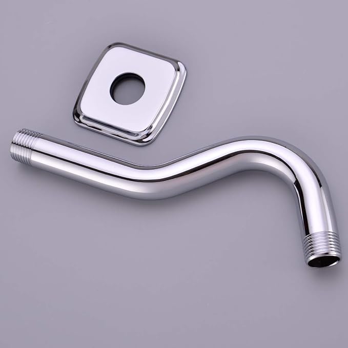 TRUSTMI 8-Inch Angled Shower Arm with Flange for Shower Head, Wall Mounted Stainless Steel Extension Tube Replacement, Chrome
