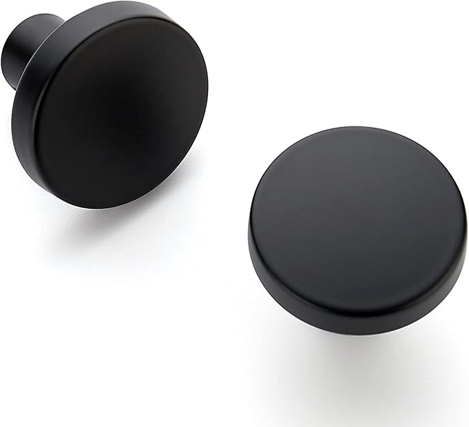 Ravinte 50 Pack 1-1/4 Inch Kitchen Cabinet Knobs Solid Round Dresser Drawer Knobs Matte Black Dresser Knobs Simple Cabinet Hardware for Cupboard Drawer Pulls