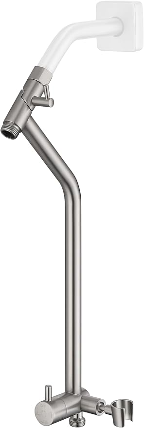 G-Promise All Metal Shower Diverter with Low Holder, Extended 13.5 Inch, 3-Way Diverter Valve with Pause Mode for Handheld and Fixed Shower Heads ∣ 4-Setting Replacement Part (Brushed Nickel)