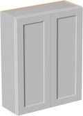 33 Inch Laundry Room Cabinets Wall Mounted, Solid Wood Over The Toilet Storage Cabinet, Bathroom Organizer Cabinets with 2 Door & 3 Shelves, Easy to Assemble for Kitchen, Garage - Light Gray