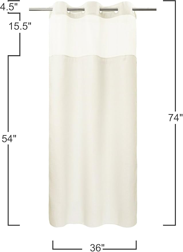 River Dream Stall Heavyweight No Hooks Required Dotted Waffle Weave Shower Curtain with Snap in Liner - 36W x 74H,Hotel Grade,Spa Like Bath Curtain,Graphite Cream