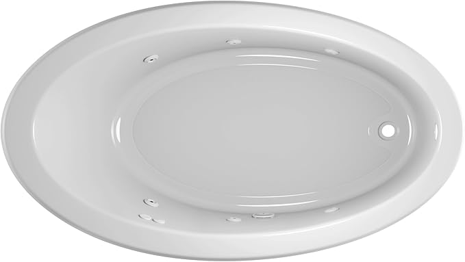 Jacuzzi SIGNATURE Acrylic Drop-In Bathtub, Jet Massage Tub, Slip Resistant, Right Drain Placement, 66" (L) x 38" (W), Oval, White