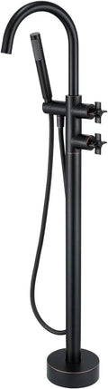Freestanding Bathtub Faucet Tub Filler Oil Rubbed Bronze Floor Mount Brass Bathtub Faucets with Hand Shower