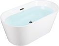 WOODBRIDGE 59" Acrylic Freestanding Bathtub Contemporary Soaking Tub, White Acrylic (Oil Rubbed Bronze Drain/Overflow),B0014 ORB Drain &O