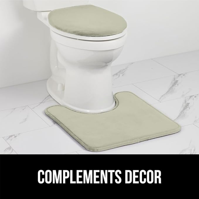 GORILLA GRIP Thick Memory Foam Toilet Rug for Bathroom, U Shaped Washable, Soft Absorbent Velvet Topside Floor Mats, Machine Wash, Cushioned Luxury Mat Rugs for Bath Room, 22.5 x 19.5, Sage