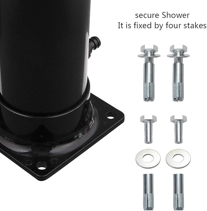 VINGLI Solar Heated Shower, 5.5 Gallon Outdoor Shower with Shower Head and Foot Shower Tap for Outdoor Backyard Poolside Beach Pool Spa,Black (5.5 Gallon)