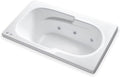 Carver Tubs - AR6032 - Modern Acrylic Fiberglass Whirlpool Tub Water Massage Bathtub, With 6 Jets - White Acrylic Rectangle Tub - Built-in Armrest - Deep Relaxing Soak - 60"L x 32"W x 18"H