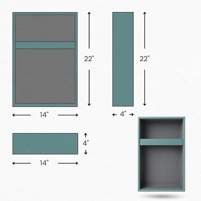 Shower Niche Insert Tile Ready, Recessed Wall Niche, Shower Inserts Kit for Bathroom Wall, Recessed Shelf Insert, Lightweight, Grid Surface for Easy Tile Application, Rectangle, 14x22 Inches